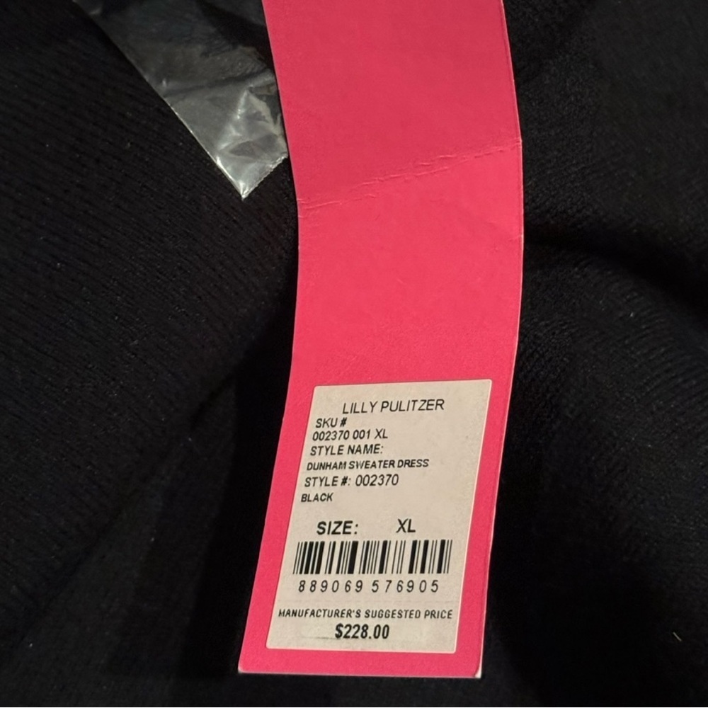 Lilly Pulitzer Black Dunham Sweater Dress XL NWT- style 002370 - Picture 7 of 11